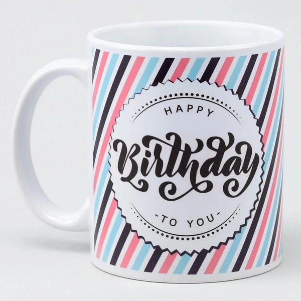 Pastel Coloured Stripes Birthday Mug