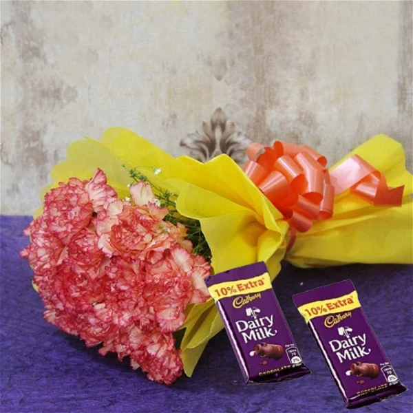 Carnations & Chocolates Bouquet