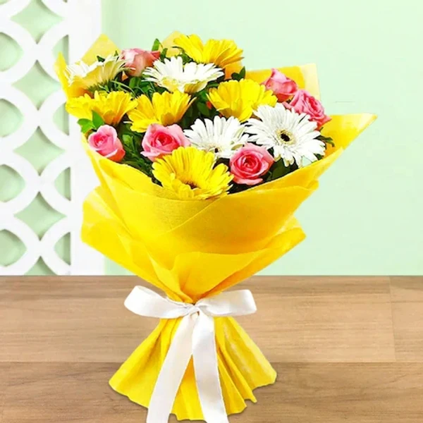 Gerbera, Roses & Chocolates Bouquet