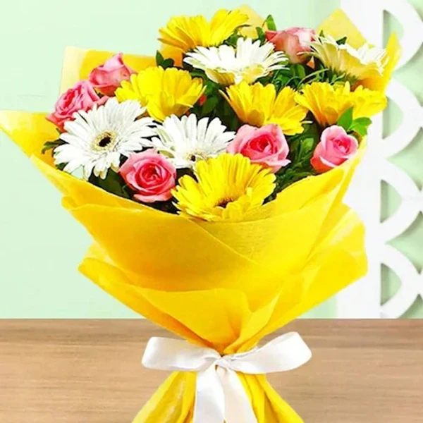 Gerbera, Roses & Chocolates Bouquet