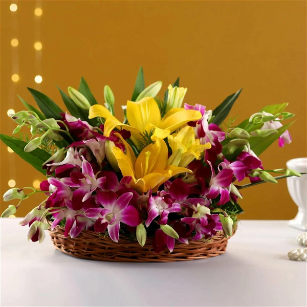 Lilys, Orchids & Chocolates Basket