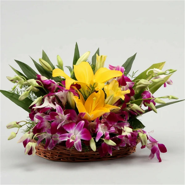 Lilys, Orchids & Chocolates Basket