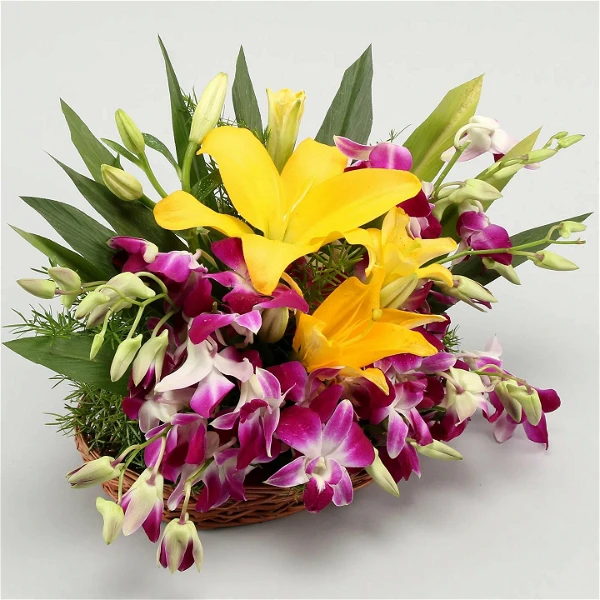 Lilys, Orchids & Chocolates Basket