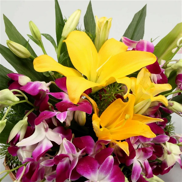 Lilys, Orchids & Chocolates Basket