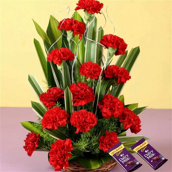 Carnations & Chocolates Basket