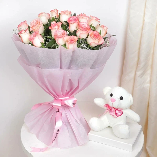 Roses, Chocolates & Teddy Bear Bouquet