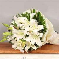 5 White Lilies Bouquet