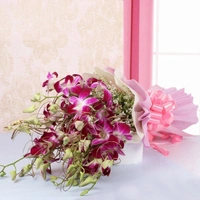 8 Purple Orchids Bouquet