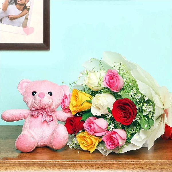 Roses & Teddy Bouquet