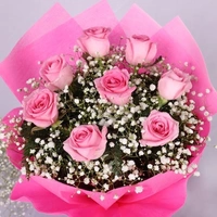 8 Pink Roses Bouquet
