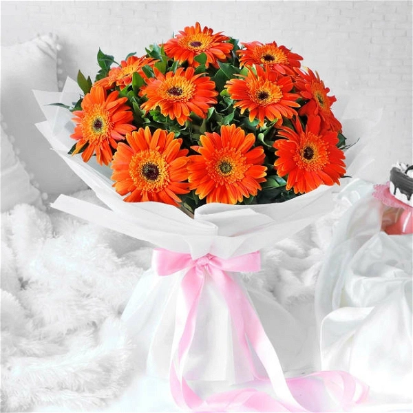 10 Orange Gerberas Bouquet