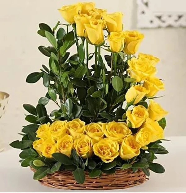 Yellow Roses Basket