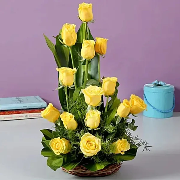 Yellow Roses Basket