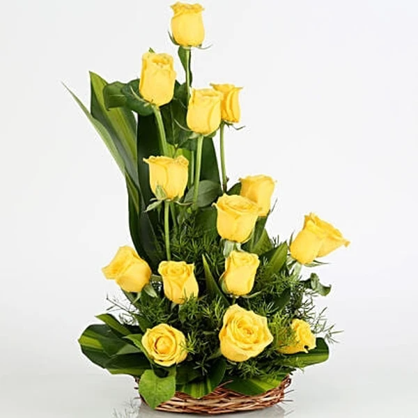 Yellow Roses Basket