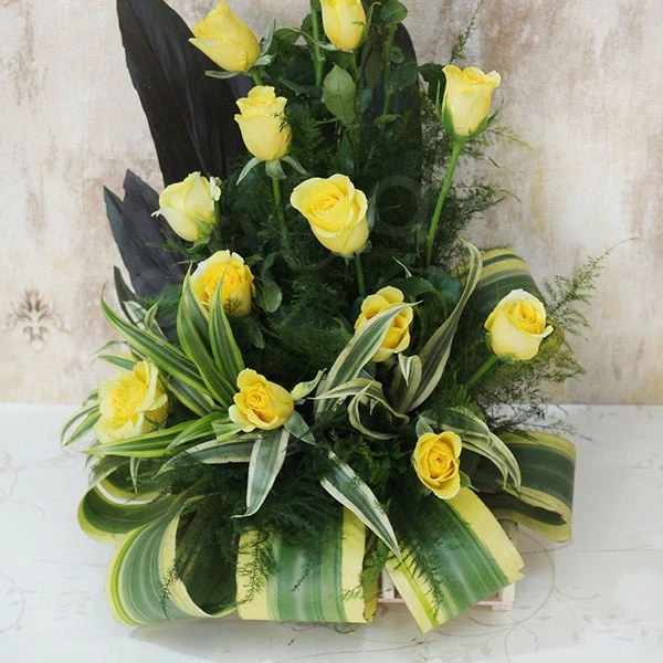 Yellow Roses Basket