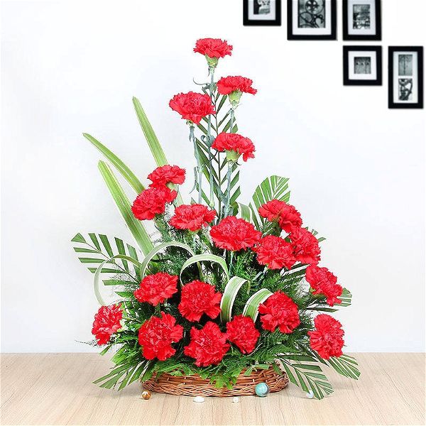 Red Carnations Basket