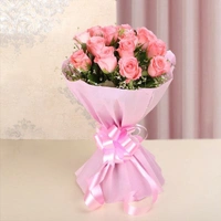 12 Pink Roses Bouquet