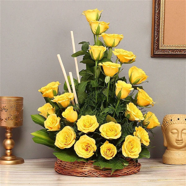 Yellow Roses Basket