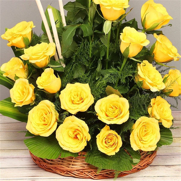 Yellow Roses Basket