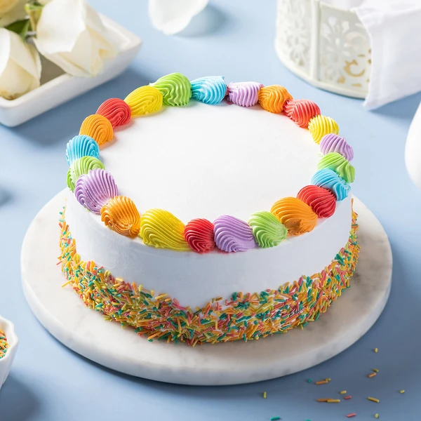 Rainbow Vanilla Cream Cake - 1 KG