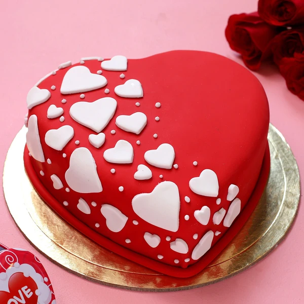 Special Hearts Truffle Fondant Cake - 1 KG