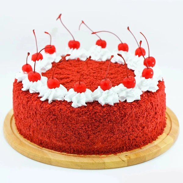 Fresh Flowers Red Velvet Cream Cake - 500 Gram