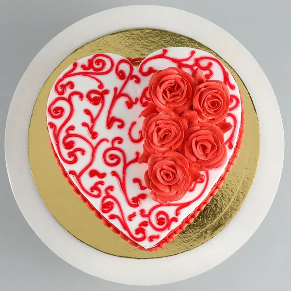 Rosy Heart Chocolate Cake - 1 KG