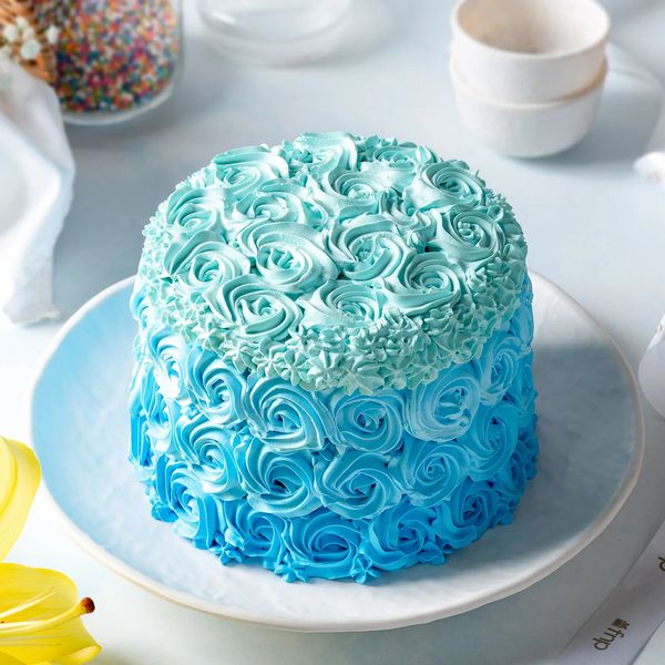 Blue Roses Designer Chocolate Cake - 1 KG