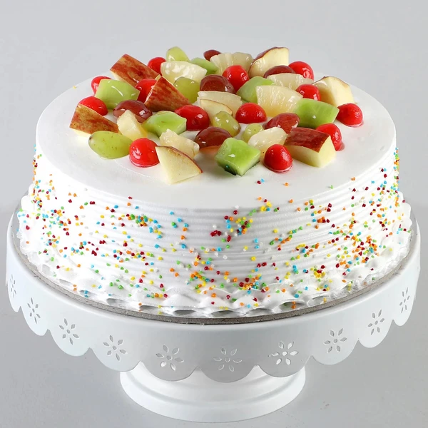 Fresh Flowers Fruit Vanilla Cake - 1 KG