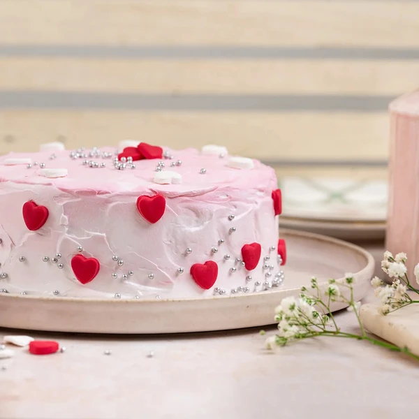 Pink Hearts Chocolate Cream Cake - 1 KG