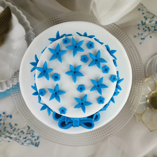 Blue Bow 2 Tier Truffle Cake - 1.5 KG