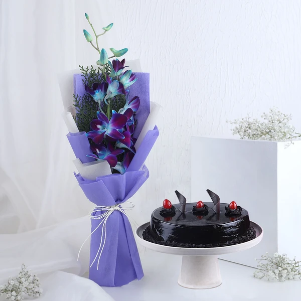 Blue Orchid & Truffle Cake