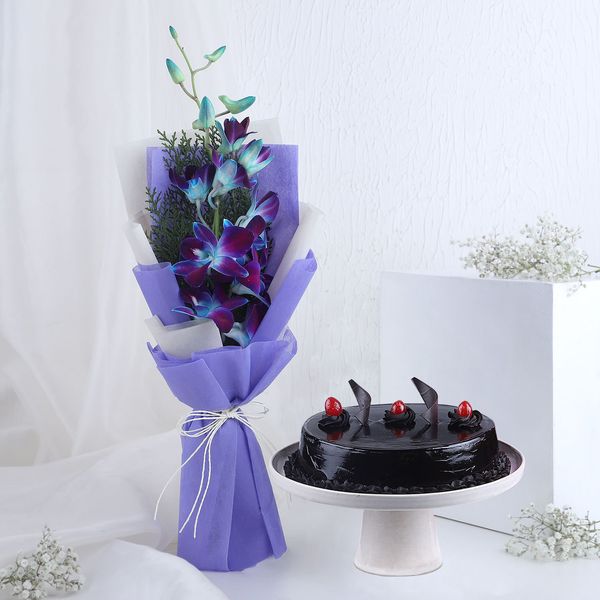 Truffle Cake & Blue Orchid