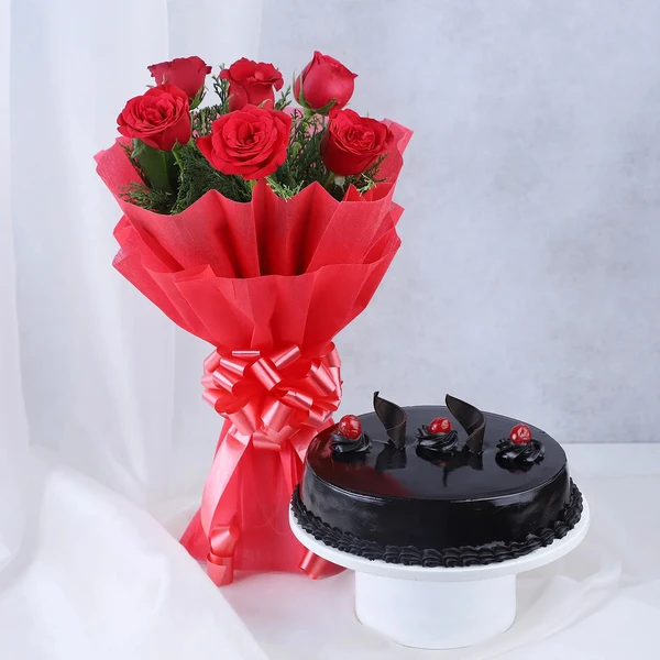 Red Roses & Truffle Cake