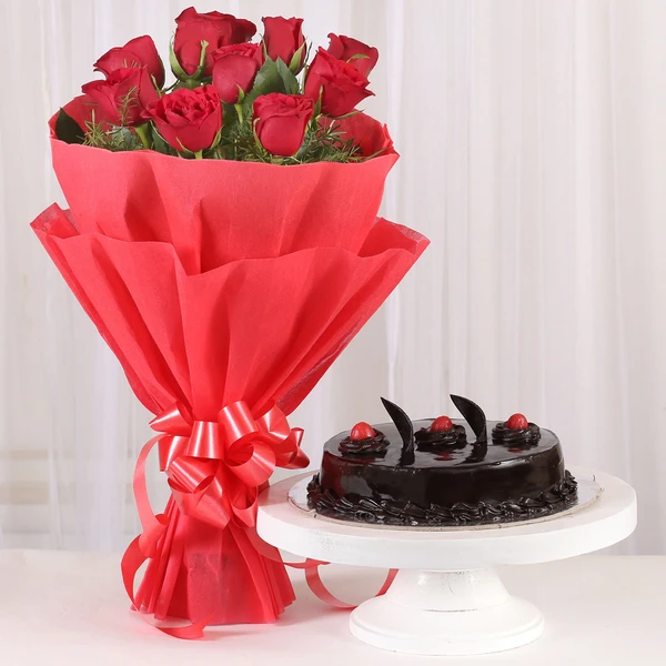 Red Roses & Truffle Cake