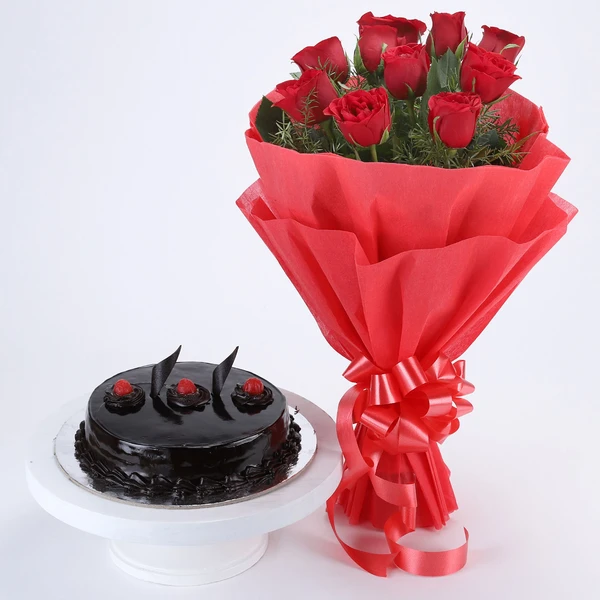 Red Roses & Truffle Cake