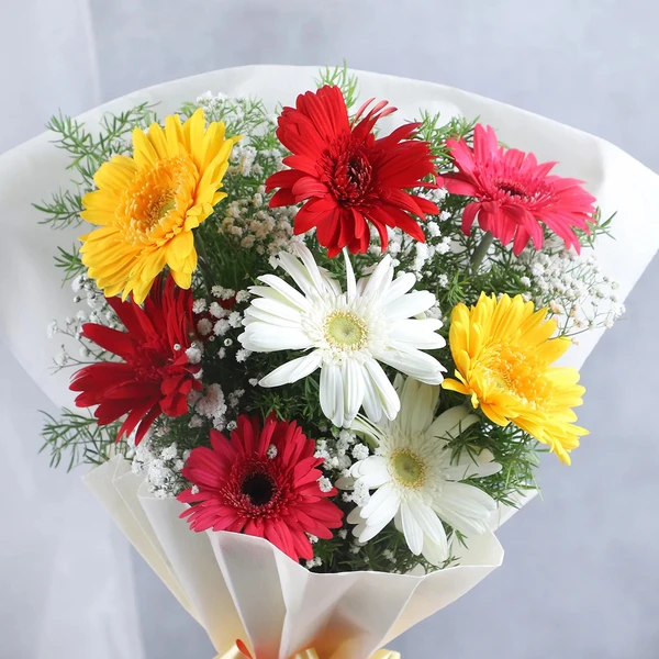 Mix Gerberas & Butterscotch Cake