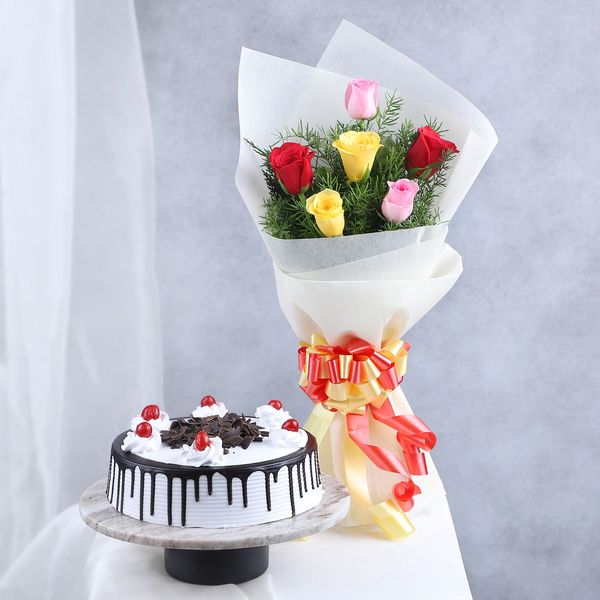 Mix Roses & Black Forest Cake