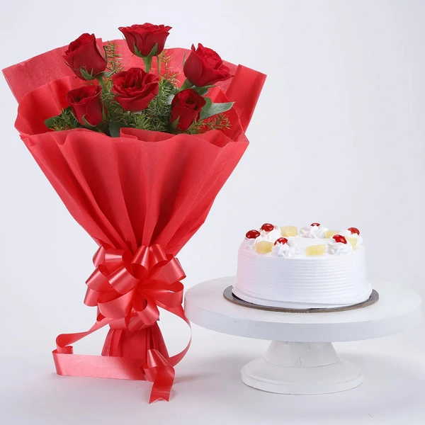 Red Roses & Pineapple Cake