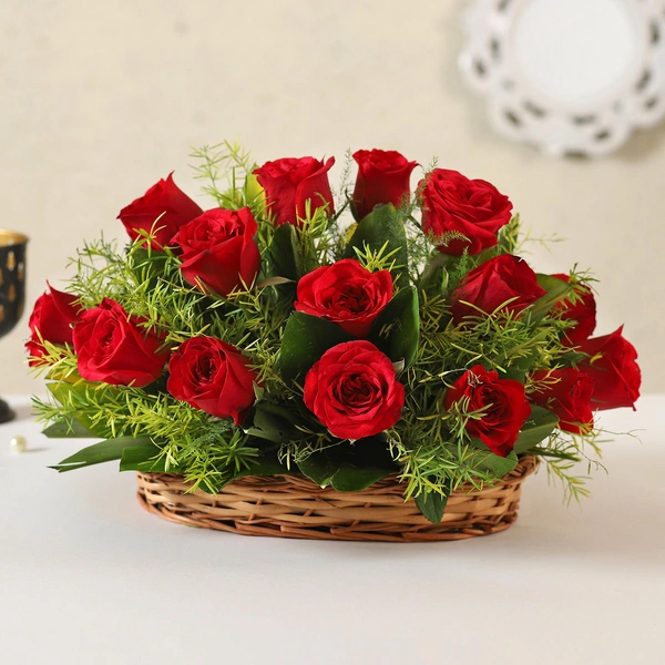 15 Red Roses Basket
