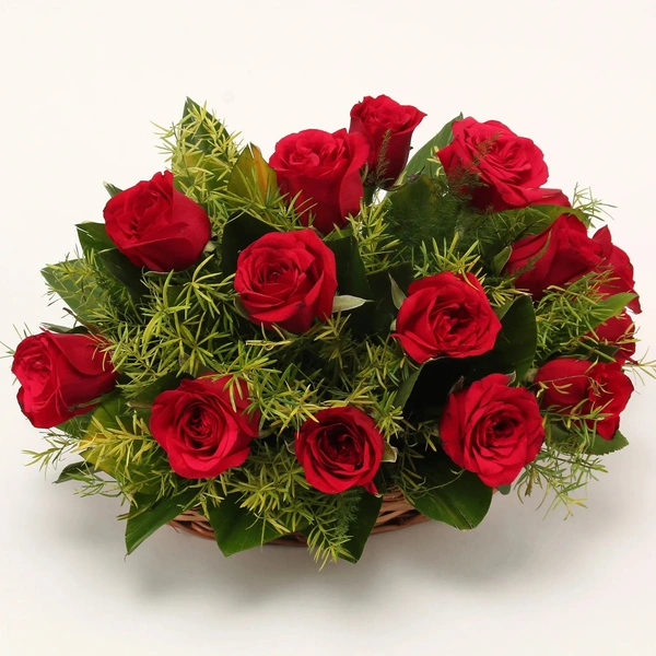 15 Red Roses Basket