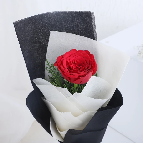 Single Red Rose Bouquet