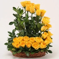 25 Yellow Roses Basket