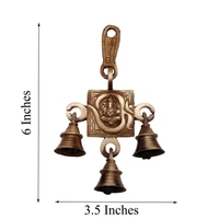 Brown Brass Om Ganesha Wall Hanging Art With Bells