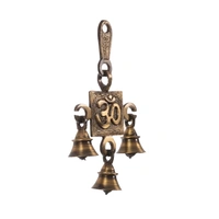Brass Brown And Golden Om Symbol Wall Hanging/Art With Bells