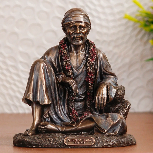 Decorative Polyresin And Bronze Sitting Sai Baba Statue