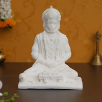 White Polyresin Meditating Lord Hanuman Statue