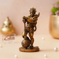 Golden Polyresin Handcrafted Standing Lord Hanuman Idol With Gada/Mace