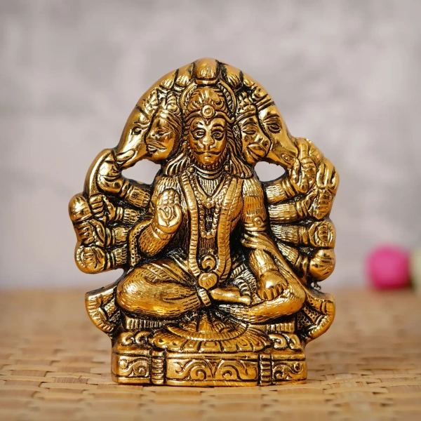 Brown And Copper Polyresin Blessing Lord Hanuman Idol