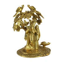 Golden Metal Radha Krishna Statue Standing Under Tree
